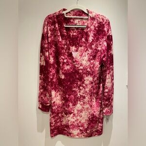 Jenni V-Neck Long Sleeve Pajama Top in Pink and Cream